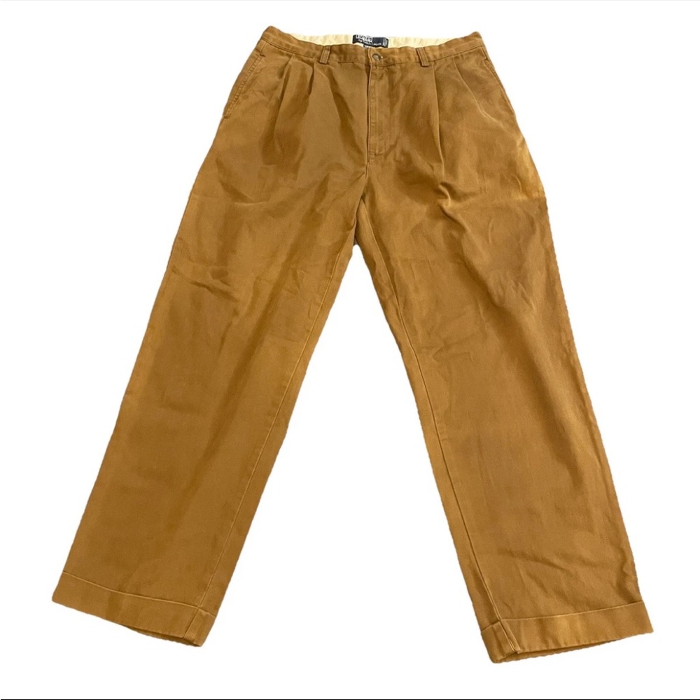 Vintage Polo Ralph Lauren Hammond Pants Men’s 35x30 Brown Double Pleated Chinos